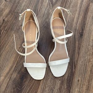 Kelly & Katie White Crocodile Texture 3” Heeled Sandals